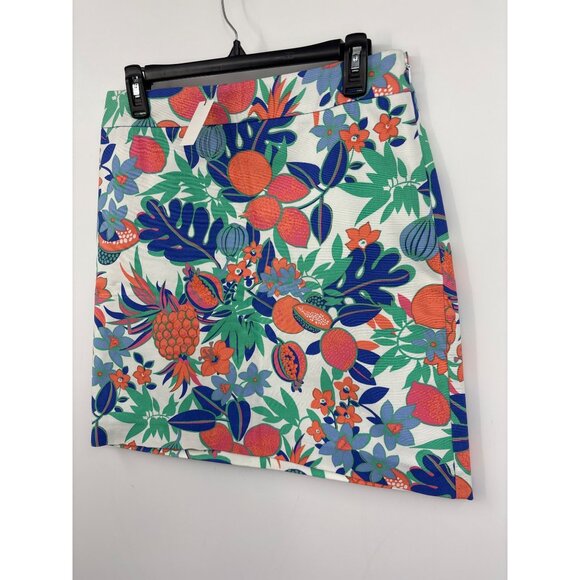 Talbots Fruit Floral Canvas Skirt Blue Green Orange Size 6 NEW - Picture 3 of 8